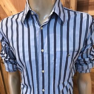 - 👔 Lacoste Sky Blue Stripe ! Mint! Size 42 …